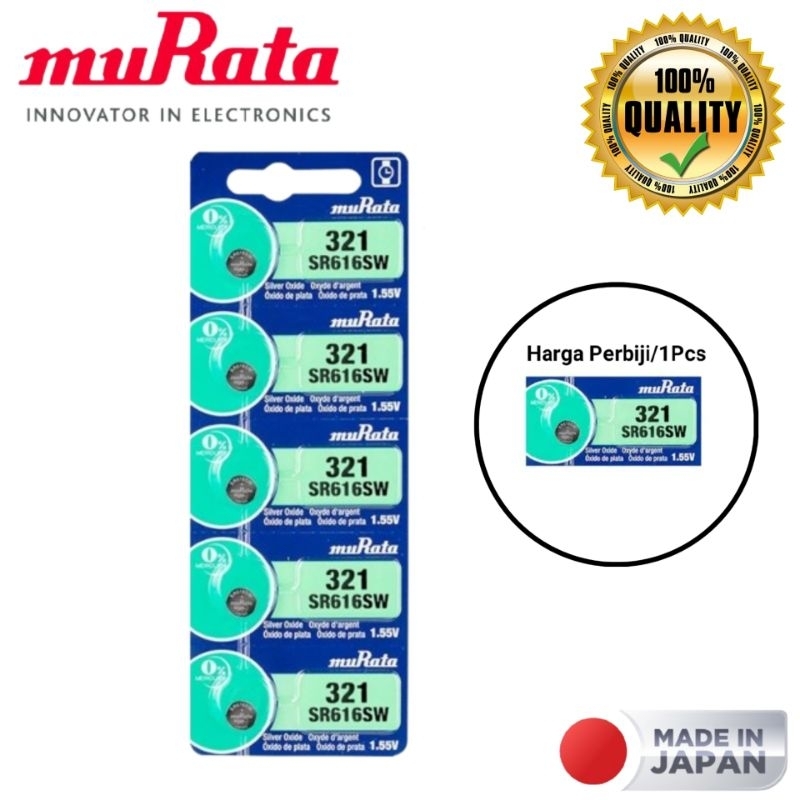 Baterai Jam Tangan 321/SR616SW Sony/Murata 1.55V Original Japan Quality