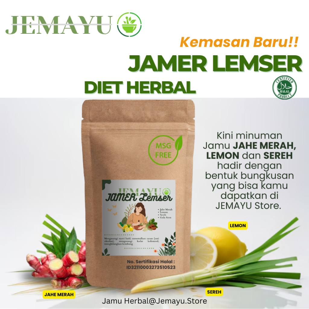 

Jahe Merah Lemon Sereh Gula Aren Bubuk Murni Instan 250 Gram