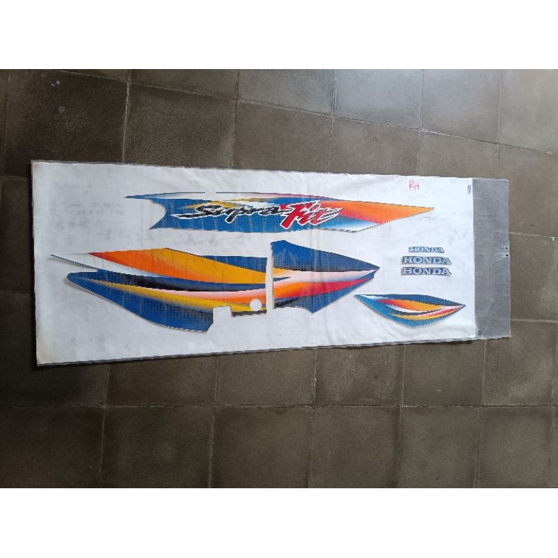 striping stiker list list motor Honda Supra fit biru hitam tahun 2004 original baru AHM nos ori full