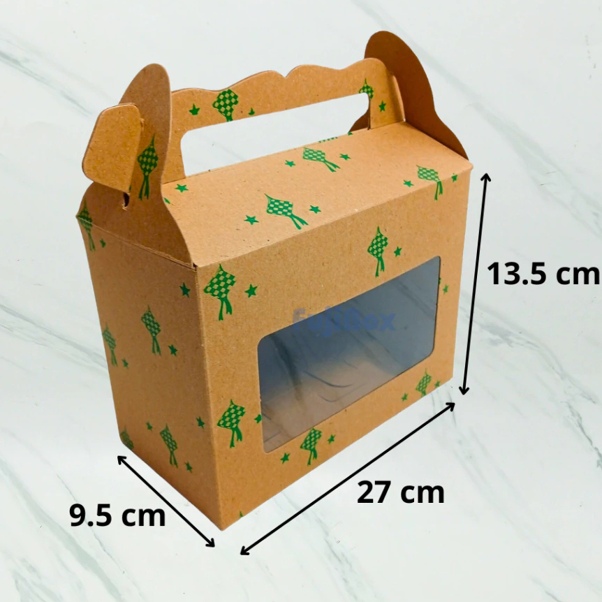 

( 10 Pcs) Box Gable Packaging Dus Kue Kering Kotak Tenteng Kraft Lebaran Dus Toples Jar Isi 3 Motif Ukuran 600Ml