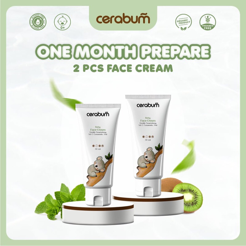 Cerabum One Month Prepare Face Cream 30 mL|Krim wajah 2 pcs|krim wajah bayi kulit sensitiv|Krim waja