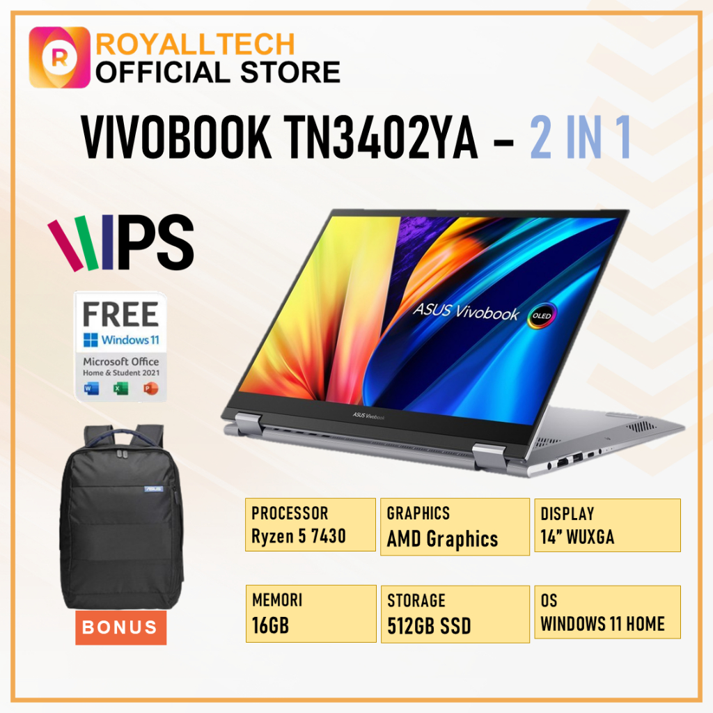 ASUS Vivobook S 14 Flip TN3402YA RYZEN 5-7430 16GB 512GB