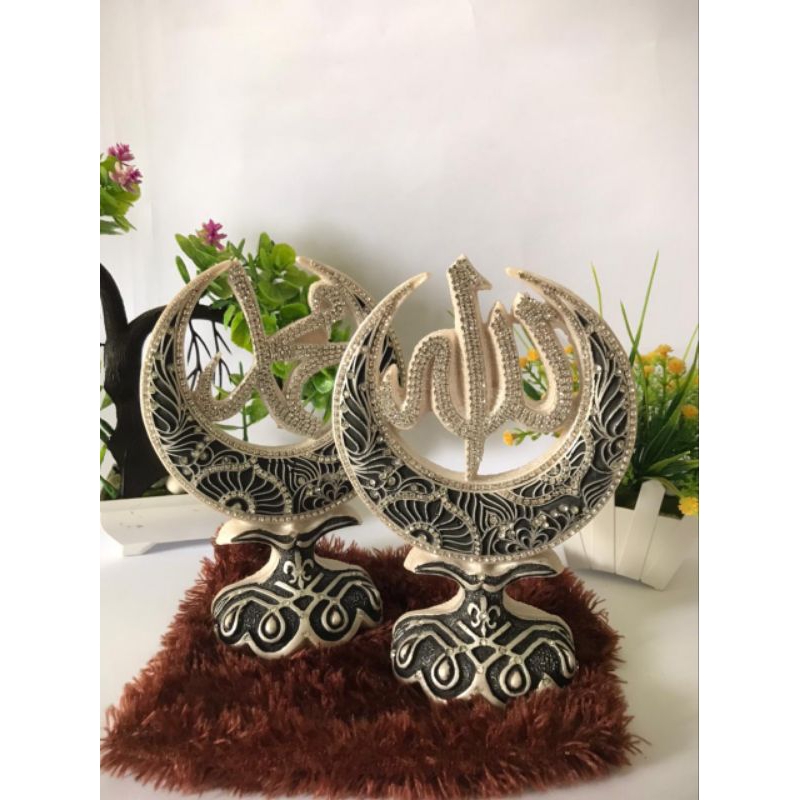 Hiasan Meja Allah dan Muhammad Bentuk Bulan