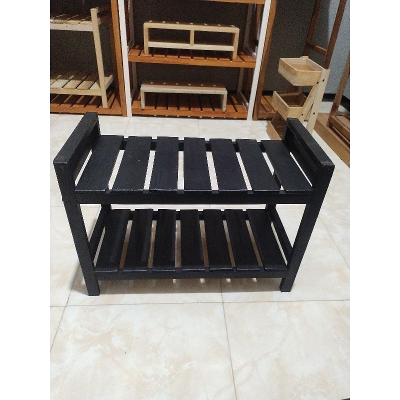 rak sepatu 2 susun rak kayu serbaguna rak 2 susun minimalis