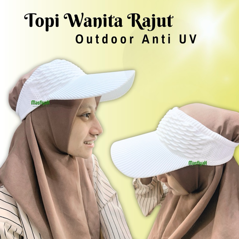 Topi Haji Rajut Katun Elastis Topi Olahraga Wanita Gaya Korea Topi Haji Wanita Topi Umroh Wanita Top