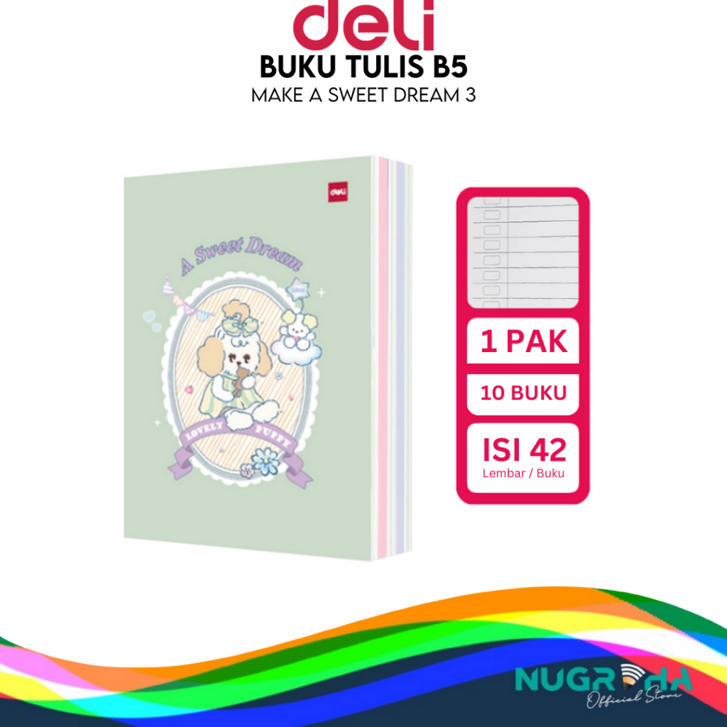 

2025 Buku Tulis Sekolah DELI 42 Lembar – Make A Sweet Dream 3