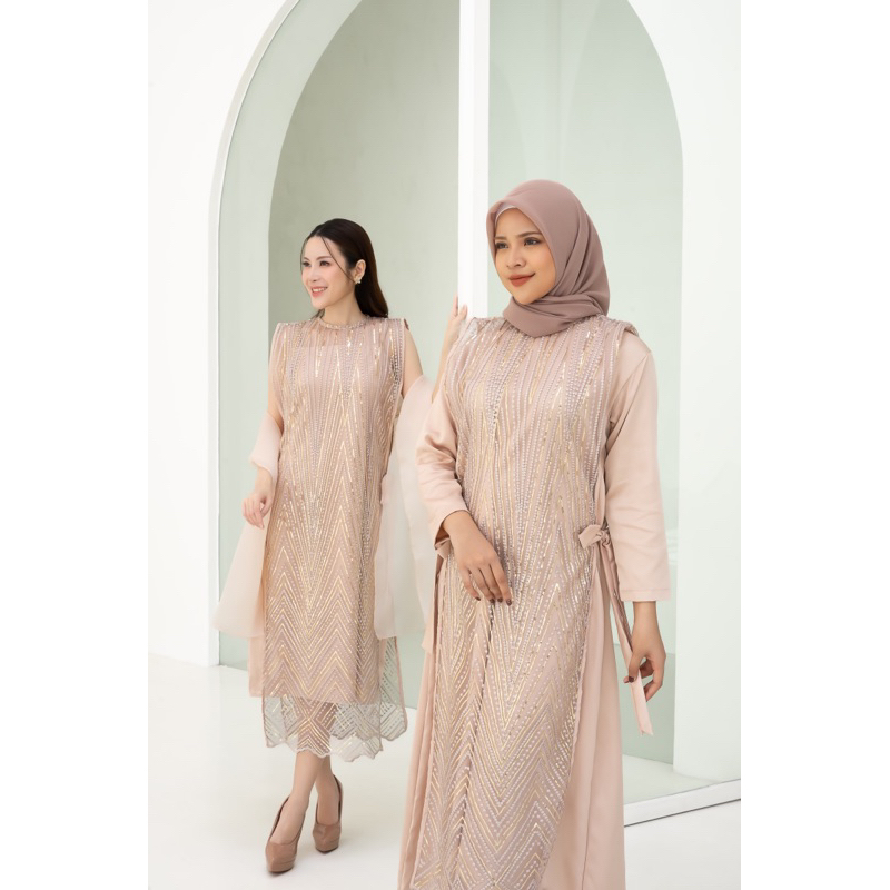 Fabienne Dress by NAMÈLIS | Set Dress Mewah untuk Outfit Iftar Bukber Buber Buka Bersama Kondangan P