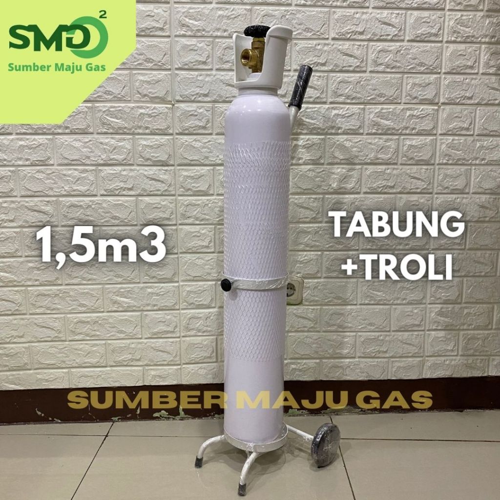 Tabung Oksigen 1,5m3 + Troli + Isi