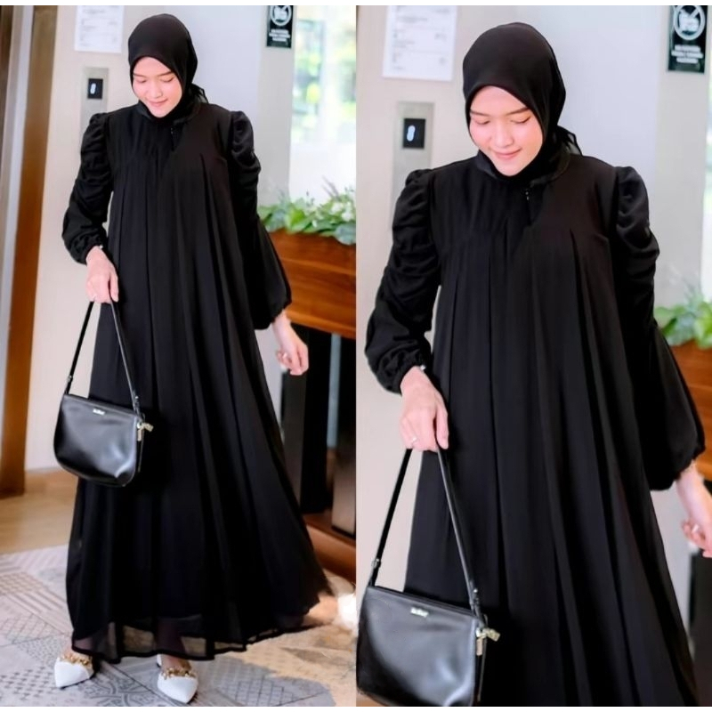 Gamis Wanita Dewasa model simple elegan gamis polos mewah ALIYA DRESS Gamis maxy bahan Crinkle gamis