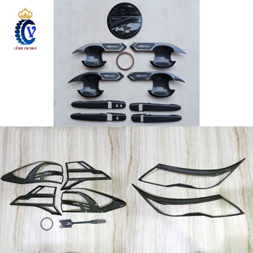 Garnish Cover Lampu Handle Outer Pintu Tutup Tangki Mobil Rush Gr Sport Carbon