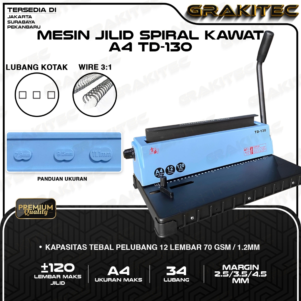 

Grakitec Mesin Jilid Spiral Kawat A4 TD-130