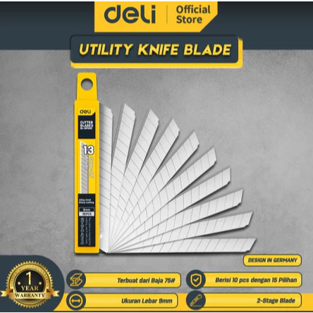 

Deli Utility Knife Blade / REFILL CUTTER / Refill Isi Pisau Cutter 10 pcs 9mm EDL-DP092 / EDL-DP / DELITOOLS.STORE