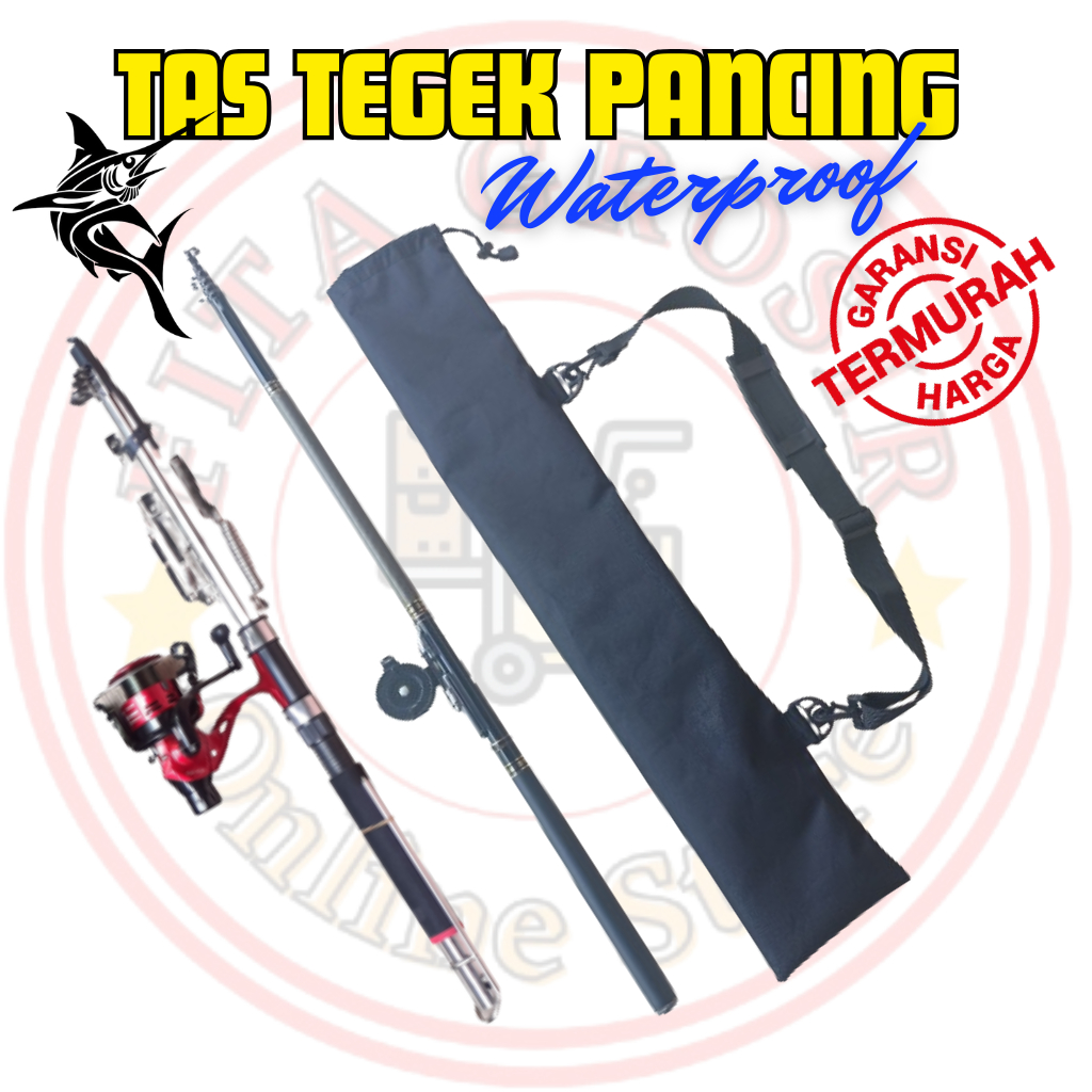 Tas slempang Joran Pancing Tegek model serut material Waterproof murah bisa pilih ukuran