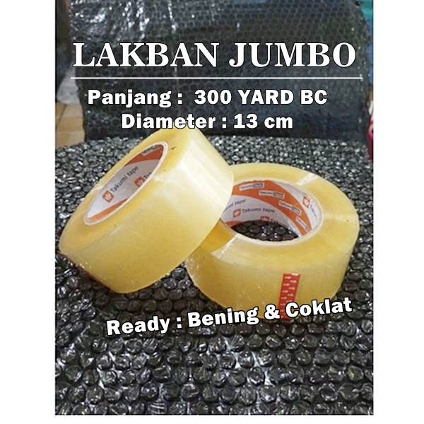 

Lakban Jumbo 300 yard BC Takumi Coklat Bening Tan Transparan 45mm 300yard Tape Besar