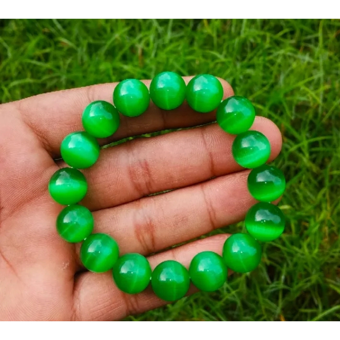 gelang batu akik mata kucing hijau batu asli
