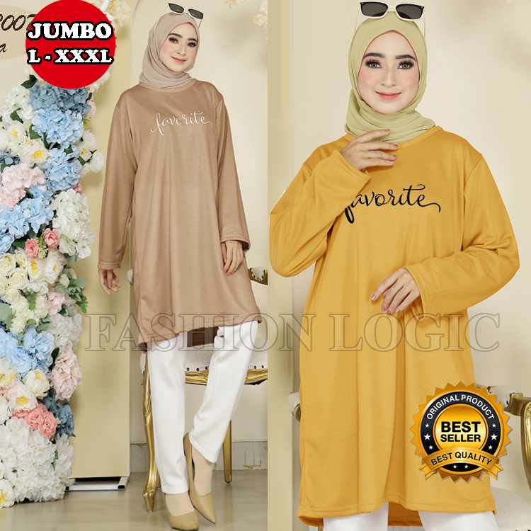 OFFICIAL ATASAN TUNIK KAOS LENGAN PANJANG JUMBO WANITA BIGSIZE LD 120 - LD 130 - LD 140 UKURAN XXL -