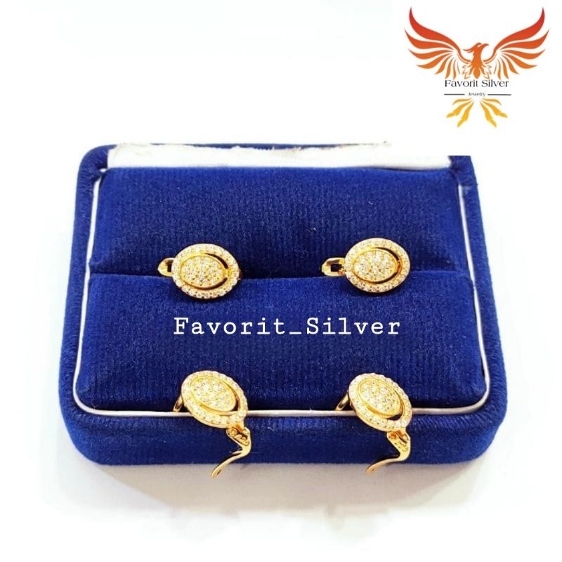 Favorit Silver - Anting Jepit Perak Asli Silver 925 Lapis Emas Asli Anting Jepit Gold - Anting anti 