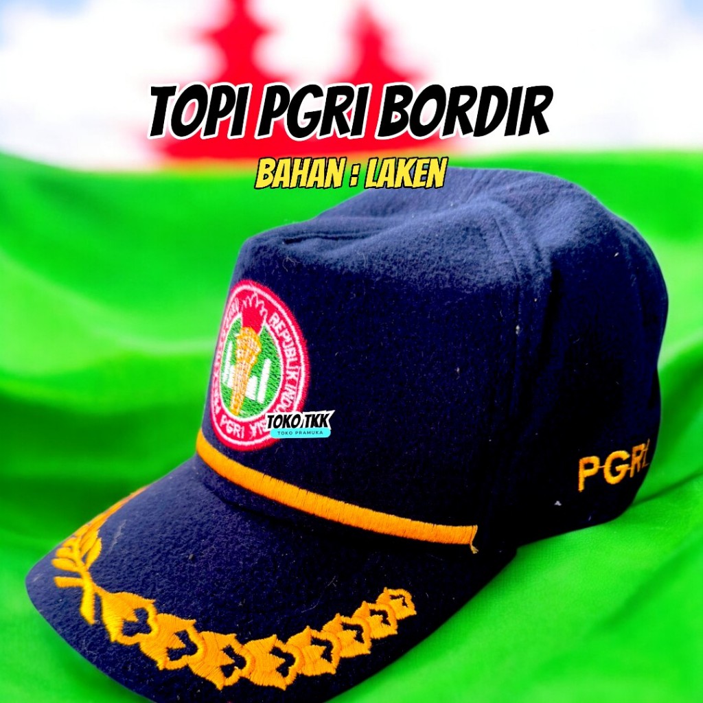 Topi PGRI bordir bahan laken