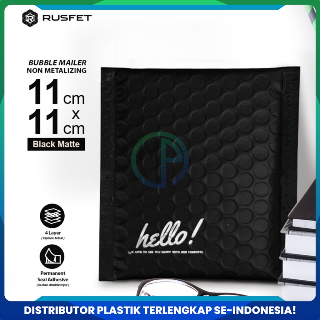 

Amplop Security Bubble Mailer Black (Hitam) 11cm x 11cm Premium Solid Color Rusfet Harga Satuan