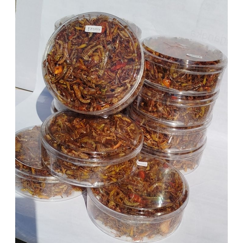 

paket 4 toples nastar belalang goreng utis 4 varian rasa