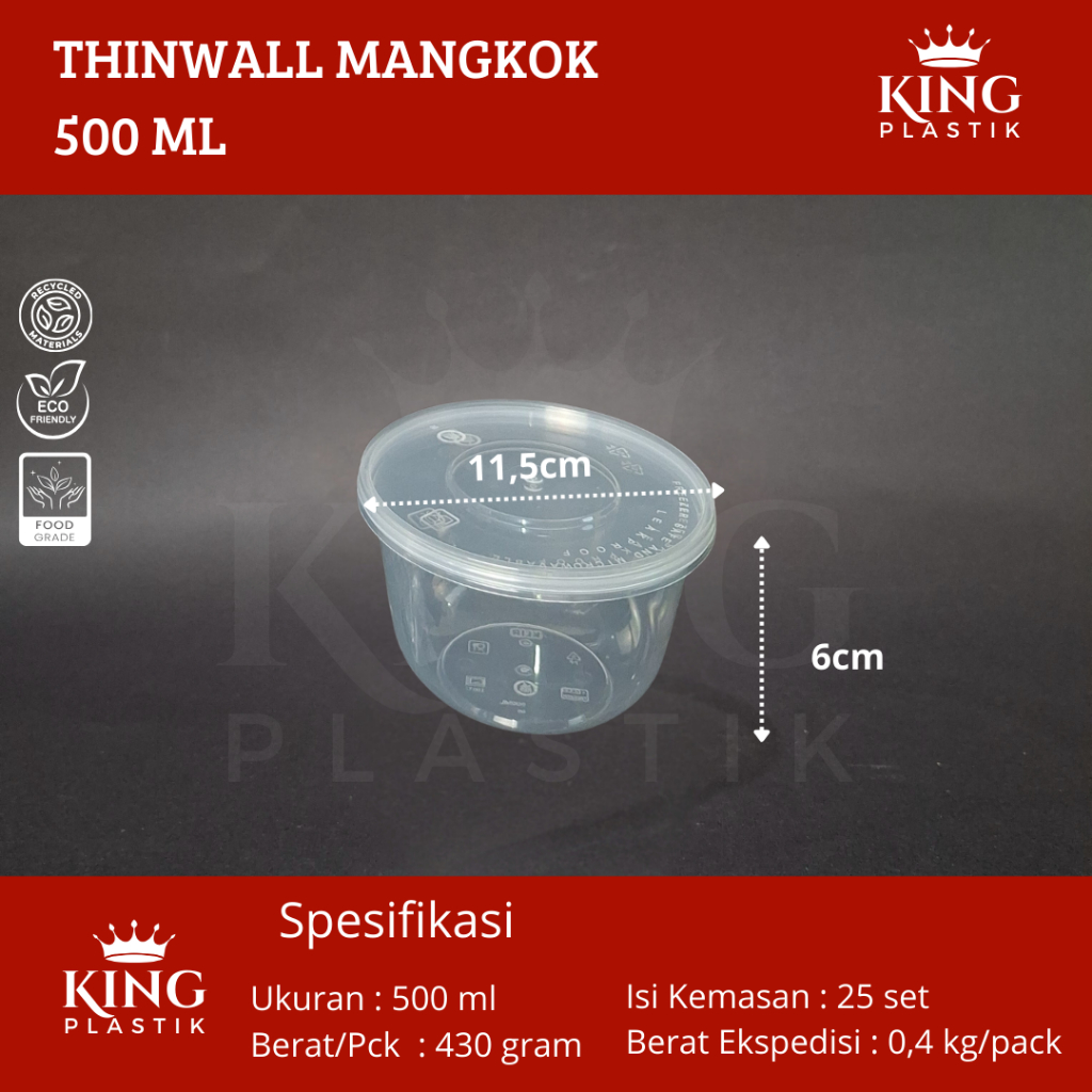 Thinwall Klir  500ml Bowl | Mangkok Plastik KLIR BOWL 500ml@25set
