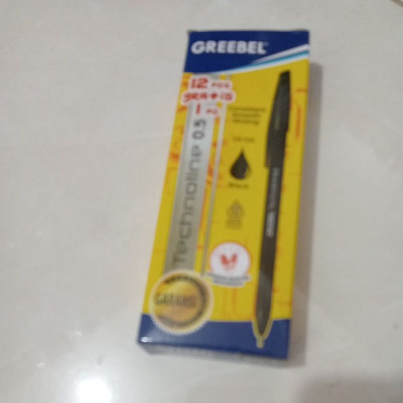 

1 Kotak isi 12+1Pena Greebel 0,5 hitam