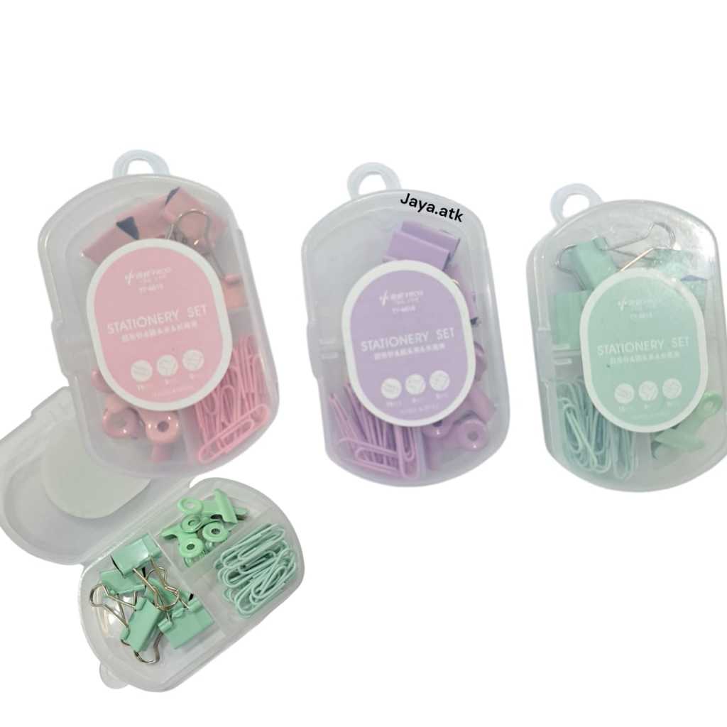

PAKET SET KLIP KERTAS BINDER CLIP PAPER CLIPS WARNA PASTEL 23 PCS STATIONERY SET KLIP DOKUMEN