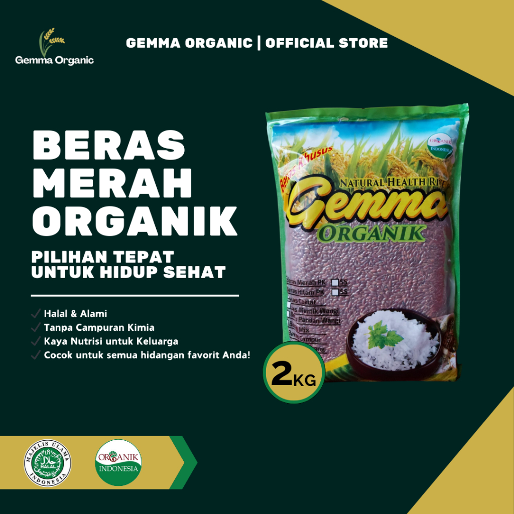 

Beras Merah Organik PK Gemma organic Rice 1kg kaya nutrisi utuk keluarga