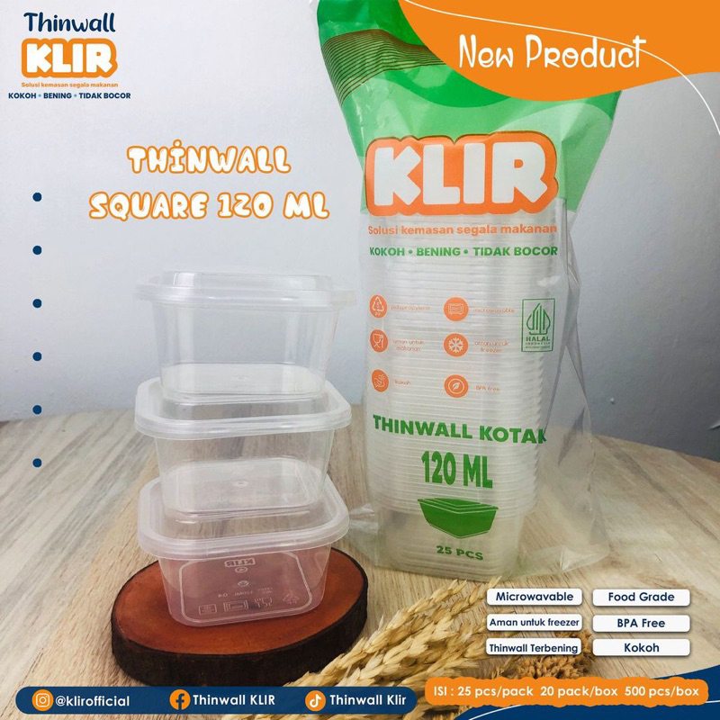 Thinwall SQUARE MINI 120ml dan 150ml + Tutup /cup dessert / thinwall kotak 120ml dan 150ml
