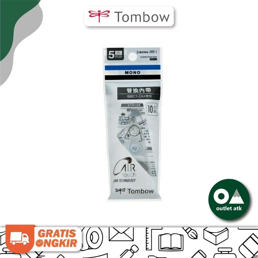 

Tombow Refill CT-CAR5C For Correction Tape Mono Air 5 5mm x 10m - Tipex Pita Kertas
