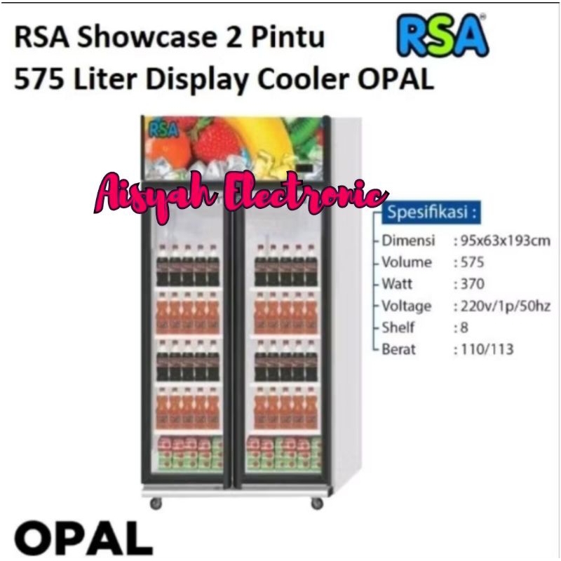 SHOWCASE 2 PINTU RSA OPAL GARANSI RESMI