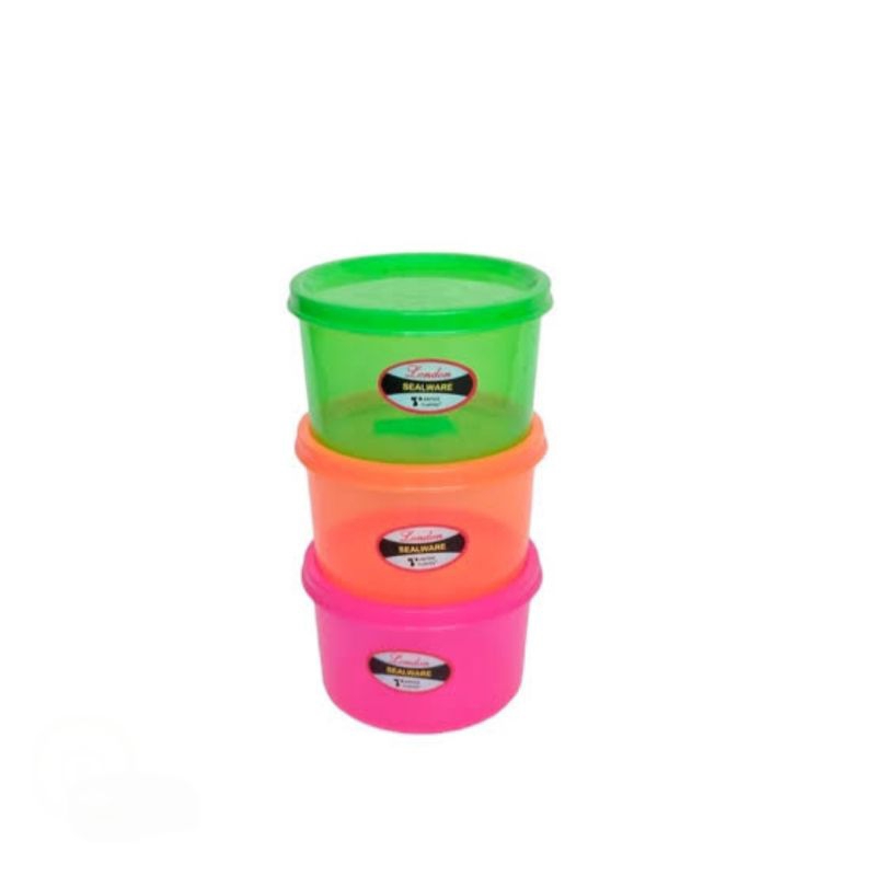 Toples Mini London Warna Warni Serbaguna Sealware 200ml-300ml Toples Bulat kecil plastik tebal kedap