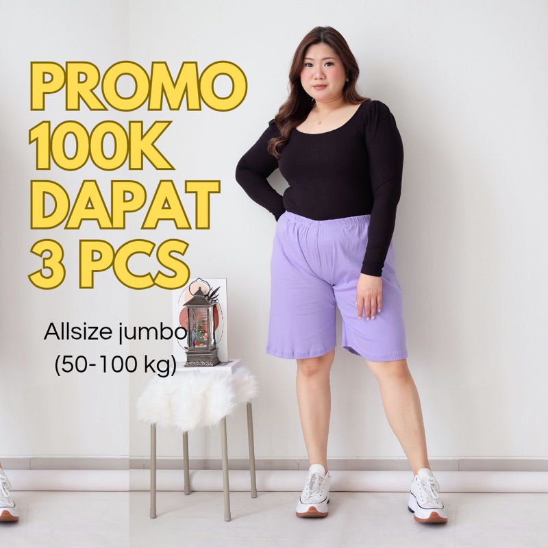 celana pendek kolor all size jumbo wanita bb 50kg 70kg 80kg 90kg 100kg beli 3 100ribu
