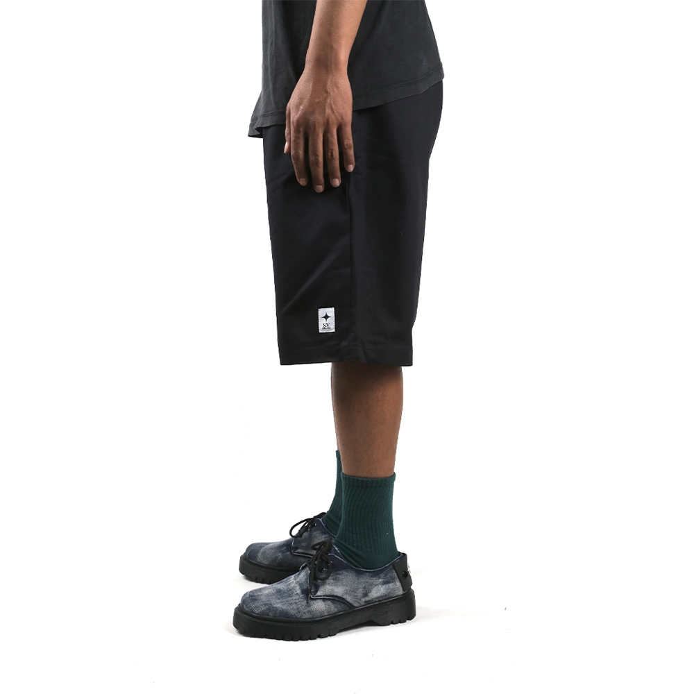 Hoaxcuiiiih  - Double Knee Black Short Pants - Reguler Fit - Celana Panjang Bahan Pria Wanita - S.V.