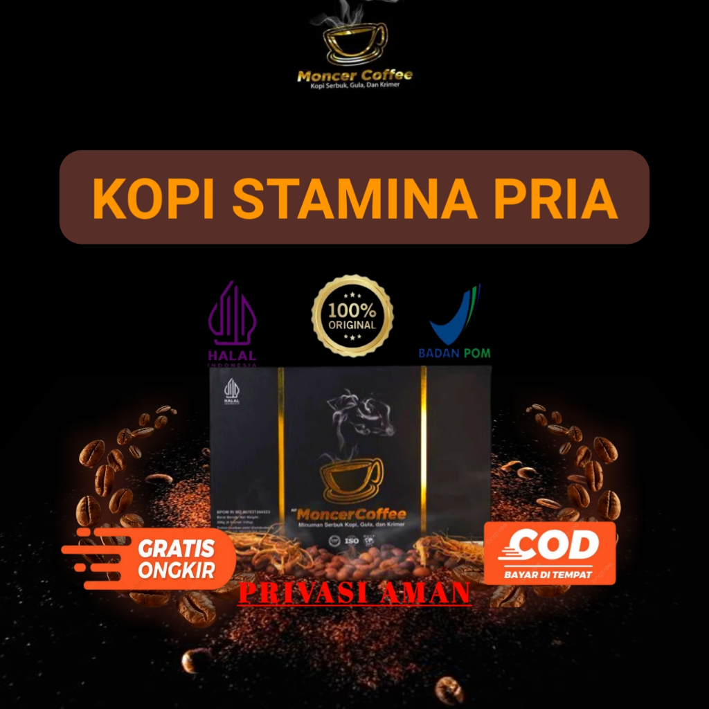

KopiiMoceer ORIGINAL Kopi Rahasia Pria Perkasa Kuat Tahan Lama Di Ranjang 1 Box Isi 8 Sachet BPOM