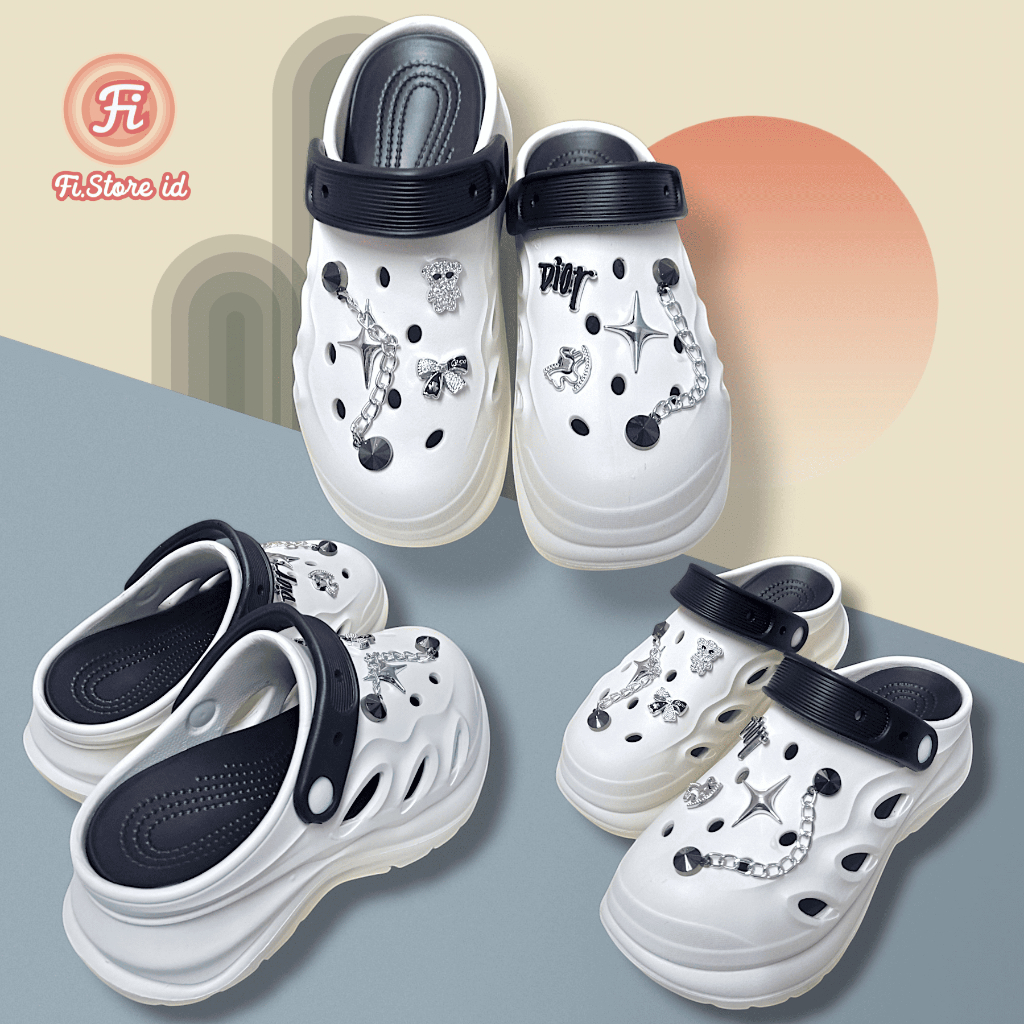Sandal Crocs Kodok Baim Wanita Wedges Dior (Putih) By Fi.Store