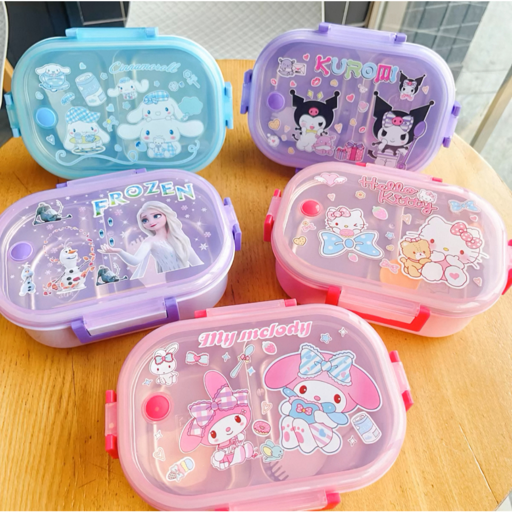 Lunch Box Stainless Frozen Kotak Makan Karakter Sanrio Tempat Bekal 1000 ML Free Tas Bekal Spiderman