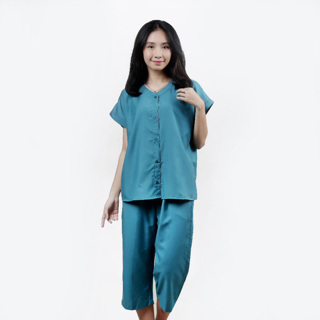 JUS™_ HANNA Setelan Katun Rayon Wanita | Setelan Celana Wanita 7/8 | Setelan Baju Tidur Wanita