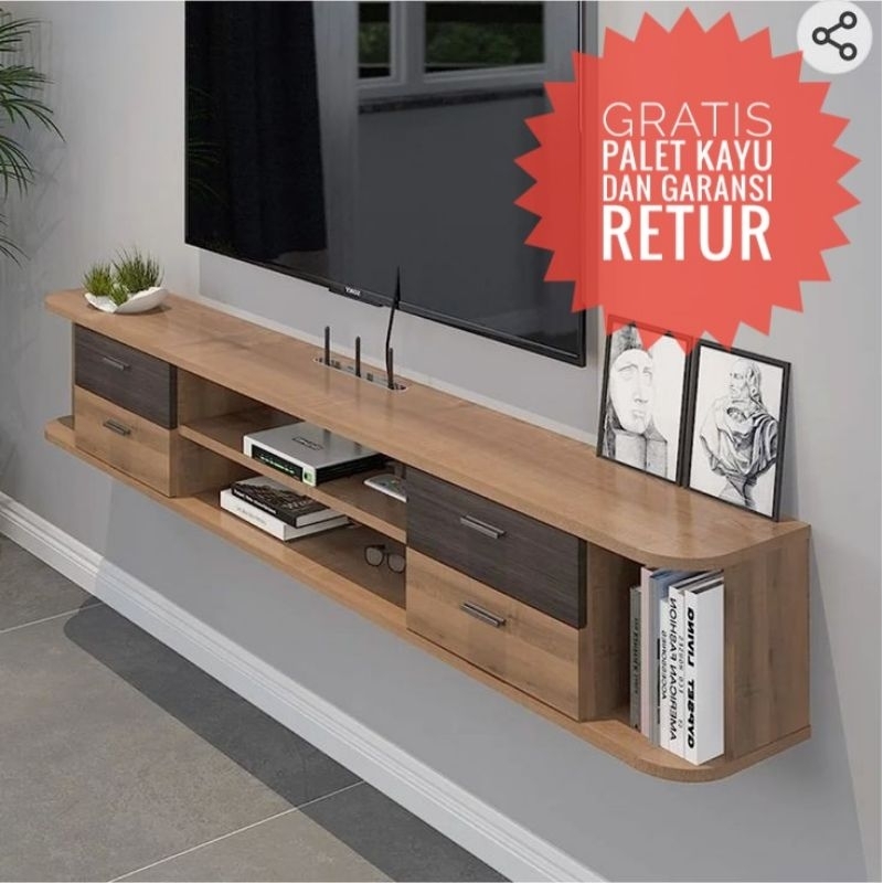 meja tv gantung minimalis laci