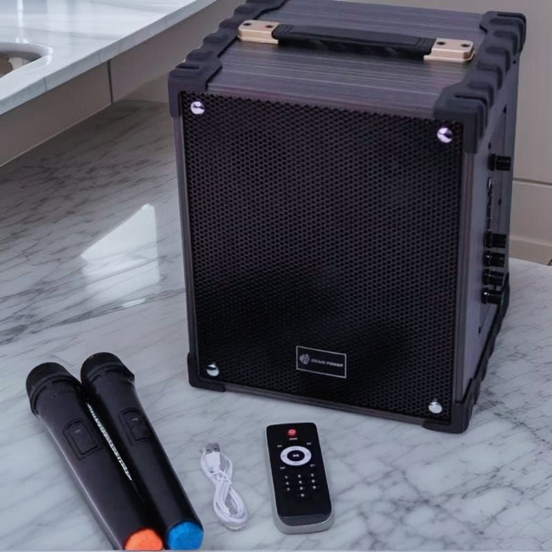 Brain Power QS-1285H Free 2Mic Wireless Speaker Bluetooth karaoke Power full Bass
