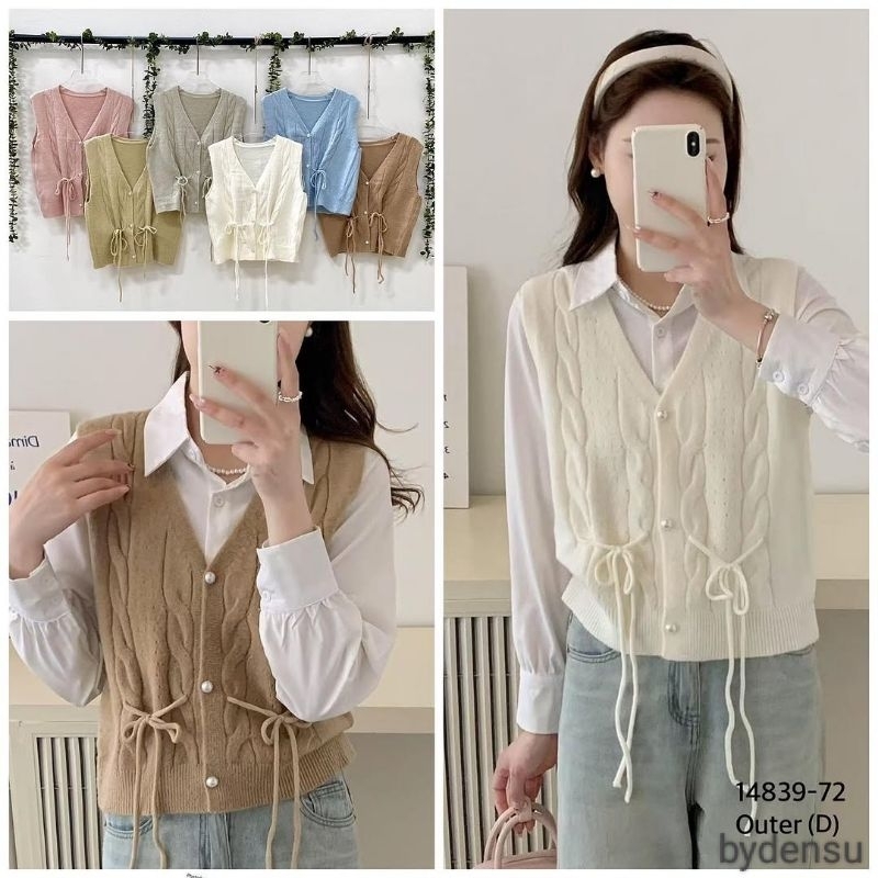 VEST OUTER KOREAN STYLE || OUTER ROMPI RAJUT WANITA KEKINIAN PITA || KOREAN VEST RAJUT PREMIUM