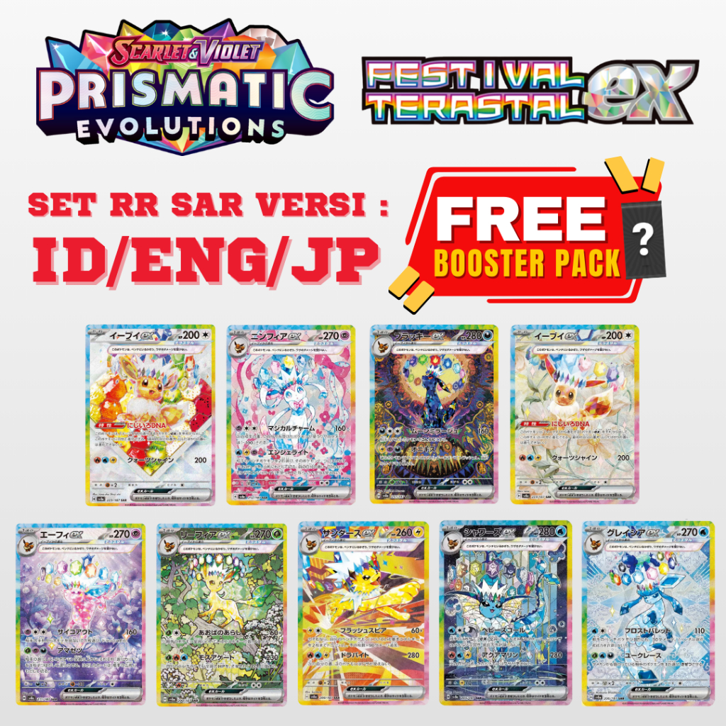 Kartu Pokemon TCG Card EEVEELUTIONS Ex Eevee Sylveon Umbreon Flareon Jolteon Vaporeon Leafeon Glaceo