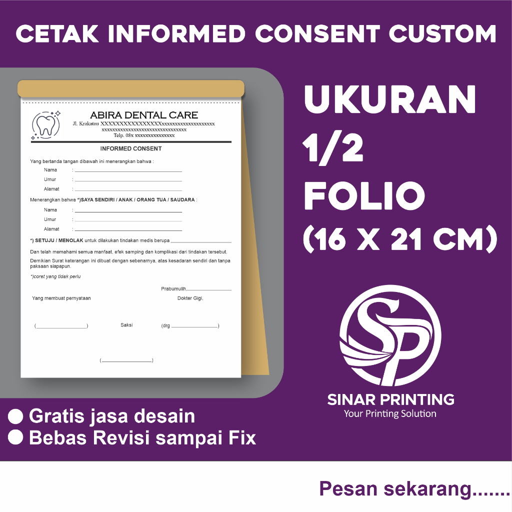 

Cetak Informed Consent Custom Ukuran 1/2 Folio