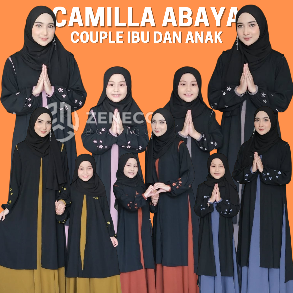 [ZENECCA.ID] - CELINE ABAYA COUPLE 2IN1 SET OUTHER FAMSET SERIES IBU ANAK APLIKASI BORDIR / CELINE A