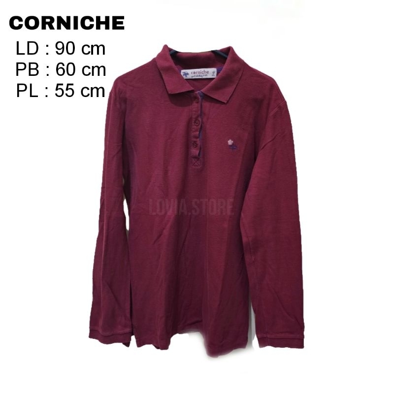 [preloved] Kaos Polo Wanita Corniche Merah | Baju Kemeja Blouse Wanita Corniche Lengan Panjang Merah