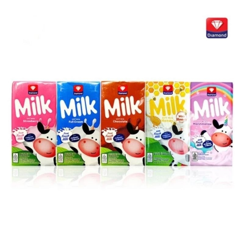 

Diamond UHT Fresh Milk | UHT Milk Diamond 125ml | Susu Diamond UHT Full Cream - 125ML