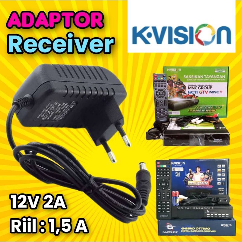 Adaptor receiver parabola K-Vision power DC 12V 2A (riil : 1,5A)
