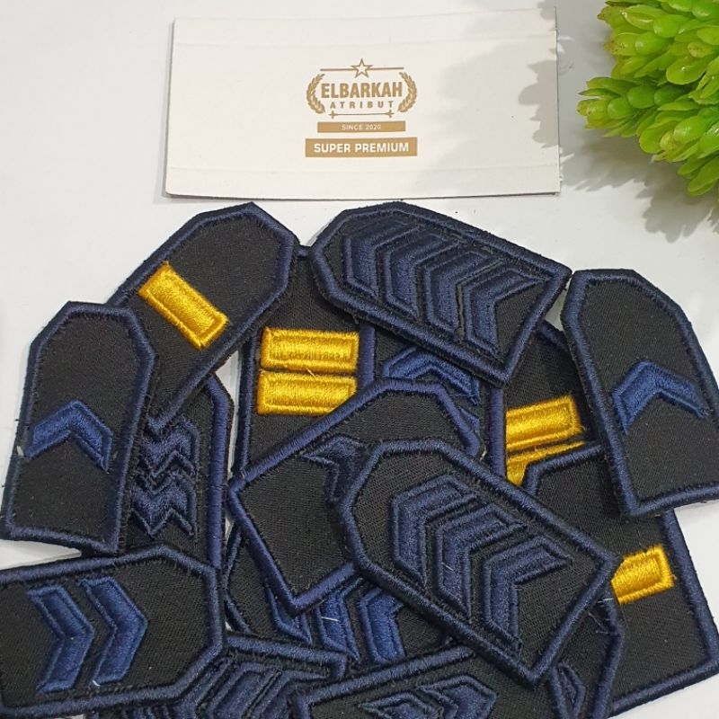 PANGKAT PDL BRIMOB POLRI WARNA HITAM LIS NAVY TIMBUL TEBAL 3D