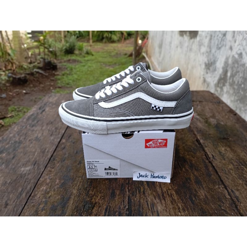 VANS SKATE OLD SKOOL PEWTER WHITE RESMI NAVYA