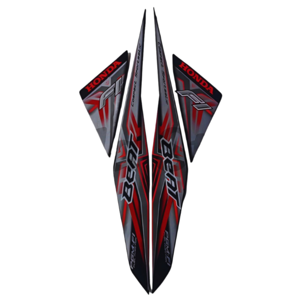 Sticker Striping Motor Honda Beat Fi 2015 Hitam Merah list body motor beat Fi 2015 Hitam Merah